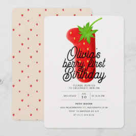 Invitación Berry First Birday Strawberry