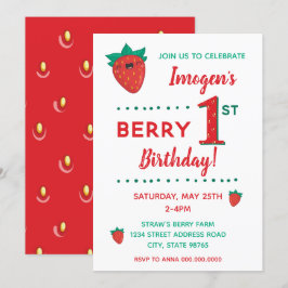 Invitación Berry First Birday Strawberry