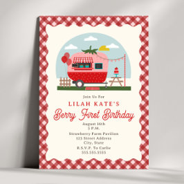 Invitación Berry First Birday Strawberry Camper