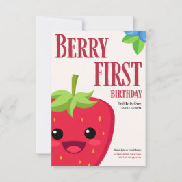 Invitación Berry First Birday Strawberry Fiesta