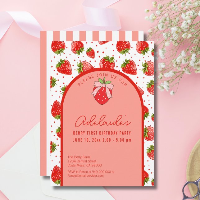 Invitación Berry First Birthday 1er cumpleaños Fiesta de fres (Subido por el creador)