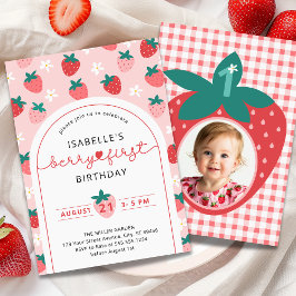 Invitación Berry First Birthday 1er cumpleaños Strawberry Pho