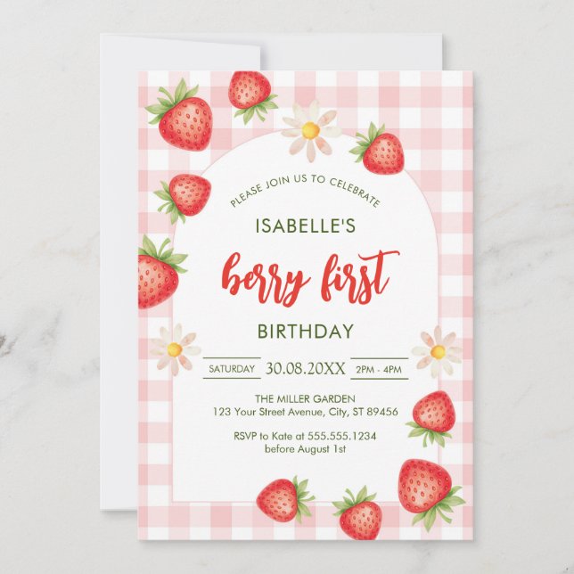 Invitación Berry First Birthday 1st Birthday Invitation (Anverso)