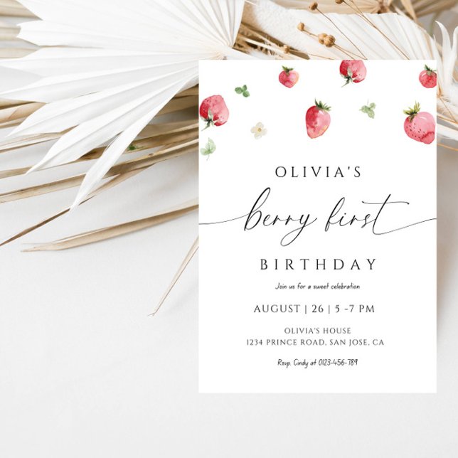 Invitación Berry First Birthday Girl - Sweet Strawberry Party (Subido por el creador)