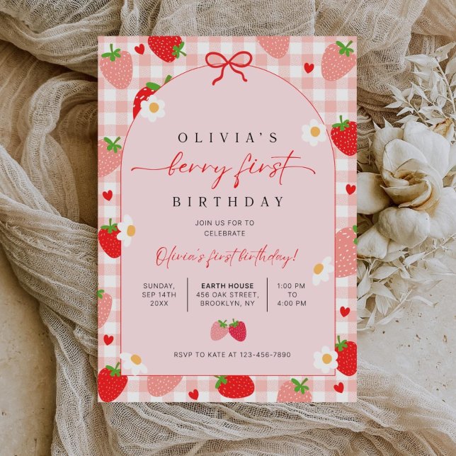 Invitación Berry First Birthday Invitation, Editable 1st Birt (Subido por el creador)