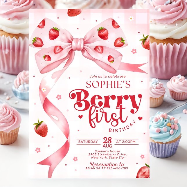 Invitación Berry First Birthday Invitation, Strawberry Birthd (Subido por el creador)