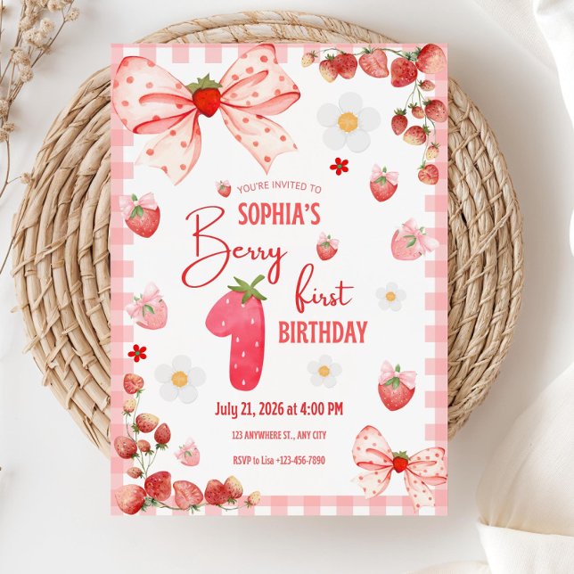 Invitación Berry First Birthday Invitation Template Berry 1er (Subido por el creador)
