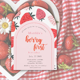Invitación Berry First Birthday Party 1ᵉʳ Arco de fresa