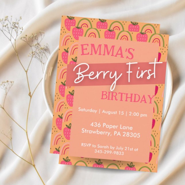 Invitación Berry First Birthday Party, primer cumpleaños (Subido por el creador)