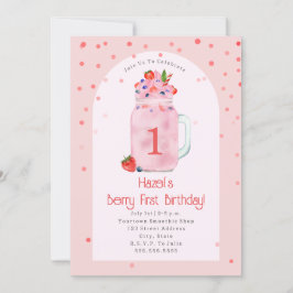 Invitación Berry First Birthday Party Smoothise Pink