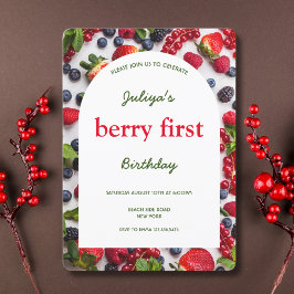 Invitación Berry First Birthday Photo Invitation