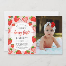 Invitación Berry First Birthday Strawberry 1er cumpleaños fot