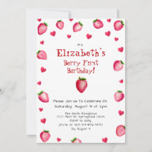 Berry First Birthday Strawberry Personalizado Phot
