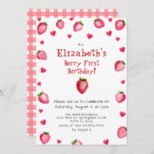 Berry First Birthday Strawberry Summer Gingham 1ª