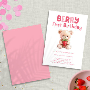 Invitación Berry First Birthday Teddy Bear 1er cumpleaños