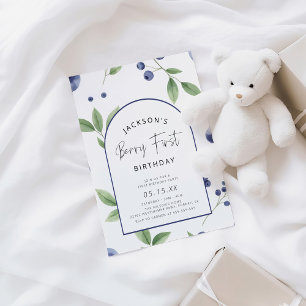 Invitación Berry First Blueberry Primer Fiesta de cumpleaños