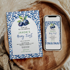 Invitación Berry First Blueberry Primer Fiesta de cumpleaños