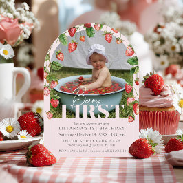 Invitación Berry First Boho Moda Foto Primer Fiesta de cumple