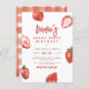 Invitación Berry First | Chica de fresa de Cute 1º cumpleaños (Anverso / Reverso)