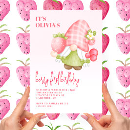 Invitación Berry First Cute Gnome 1º cumpleaños