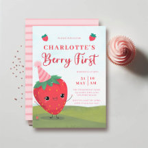Berry First Cute Strawberry Character 1er cumpleañ