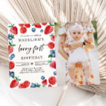 Invitación Berry First First Strawberry Raspberry Birthday<br><div class="desc">(H) ¡Una invitación divertida para tu fiesta de cumpleaños! Tema de Berry. cómodamente PERSONALIZAR este diseño con sus detalles! æSi necesita coordinar ARTÍCULOS DE COINCIDENCIA, por favor compruebe nuestra colección o tienda de correspondencia. ¿Tiene alguna pregunta sobre nuestros diseños o si no encuentra lo que está buscando, por favor contáctenos:...</div>