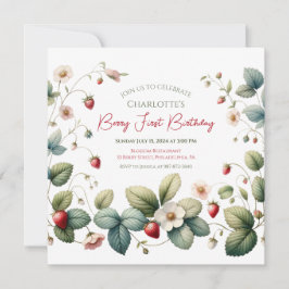 Invitación "Berry First" fresa Cumpleaños