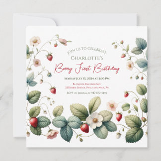Invitación "Berry First" fresa Cumpleaños