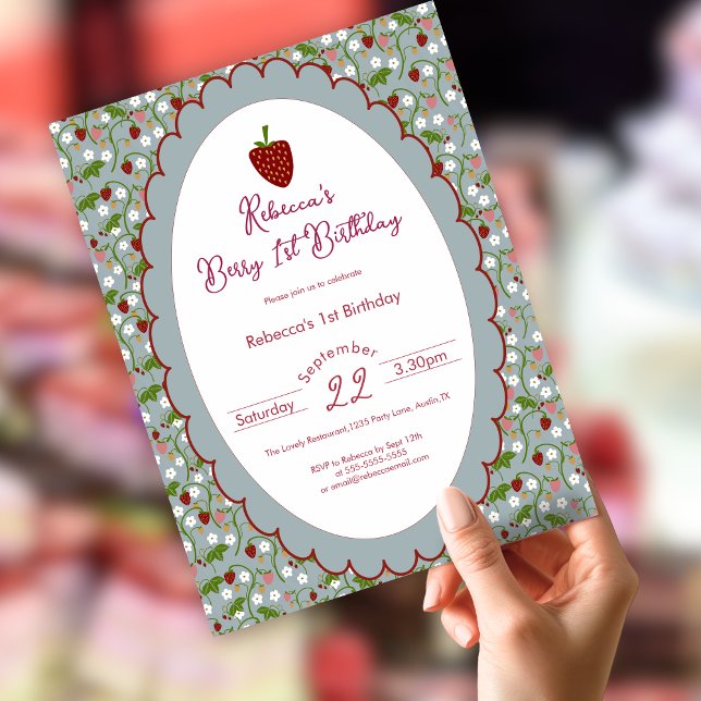 Invitación Berry First Strawberry 1er cumpleaños (Subido por el creador)