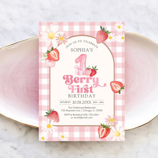 Invitación Berry First Strawberry 1er Cumpleaños (Subido por el creador)