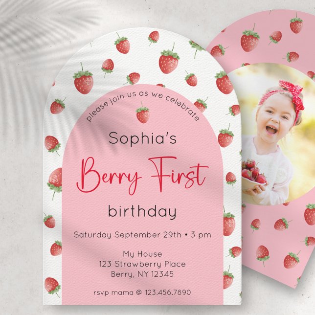 Invitación Berry First Strawberry 1er cumpleaños foto (Subido por el creador)