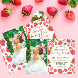 Invitación Berry First Strawberry 1er cumpleaños foto Persona