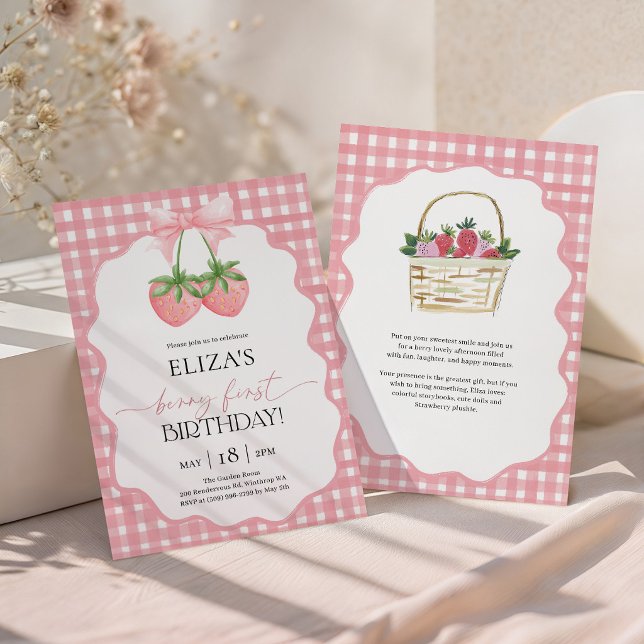 Invitación Berry First Strawberry 1st Birthday (Subido por el creador)