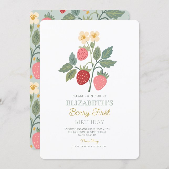 Invitación Berry First Strawberry Bouquet Birday (Subido por el creador)