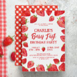 Invitación Berry First Strawberry Chica primer Fiesta de cump<br><div class="desc">Berry Primer Chica de fresa Primera Invitación de fiesta de cumpleaños</div>