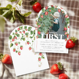 Invitación Berry First Strawberry Photo 1er Fiesta de cumplea