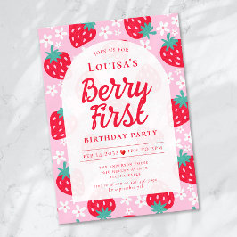 Invitación Berry First Strawberry Primer Fiesta de cumpleaños