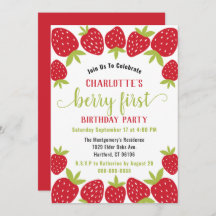 Berry First Strawberry Primer Personalizado Fiesta