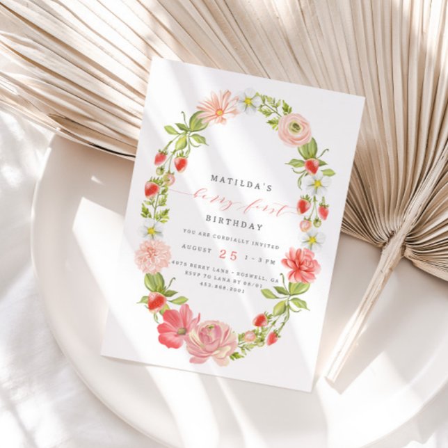 Invitación Berry First Strawberry Summer 1º cumpleaños | (Subido por el creador)