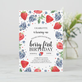 Invitación Berry First Strawberry y Blueberry