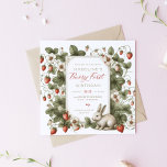 Invitación Berry First Vintage Strawberry Chica 1er cumpleaño<br><div class="desc">Invitación botánica vintage de fresa 1er cumpleaños. Diseñado para un primer cumpleaños de Berry chicas. El diseño original presenta un ilustracion de estilo vintage de un parche de fresa con un lindo conejito. Perfecto para el primer cumpleaños de primavera. Colores rojos,  verdes y dorados.</div>