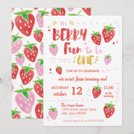 Invitación Berry Fun es una fiesta de primer cumpleaños