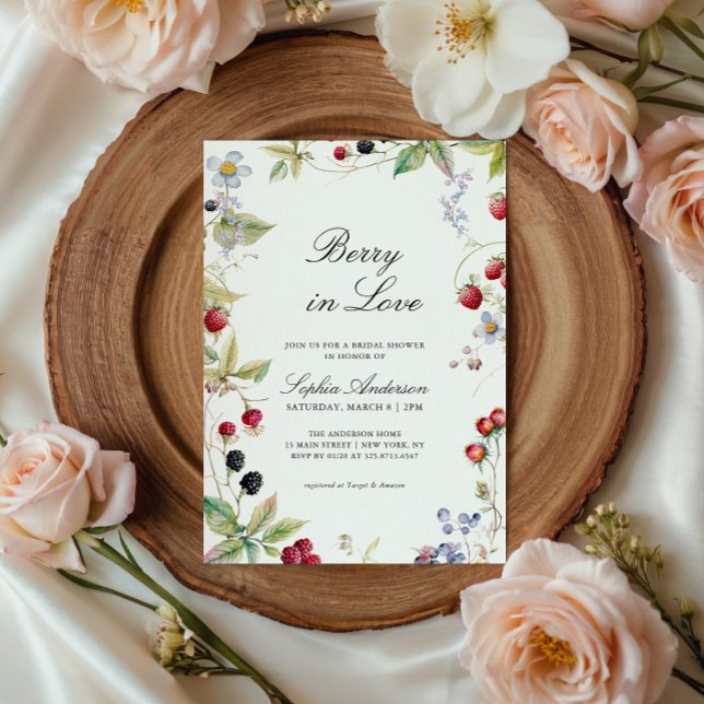Invitación Berry In Love Bridal Shower Elegent Floral (Subido por el creador)