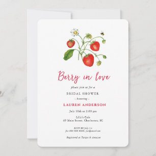 Invitación Berry in Love Strawberry Bridal Shower