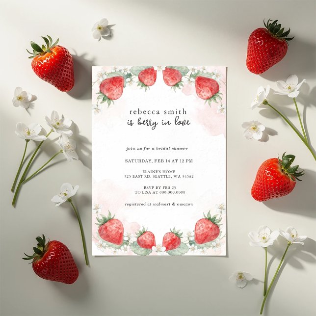 Invitación Berry in Love Strawberry Bridal Shower (Berry in Love Strawberry Bridal Shower Invitation)