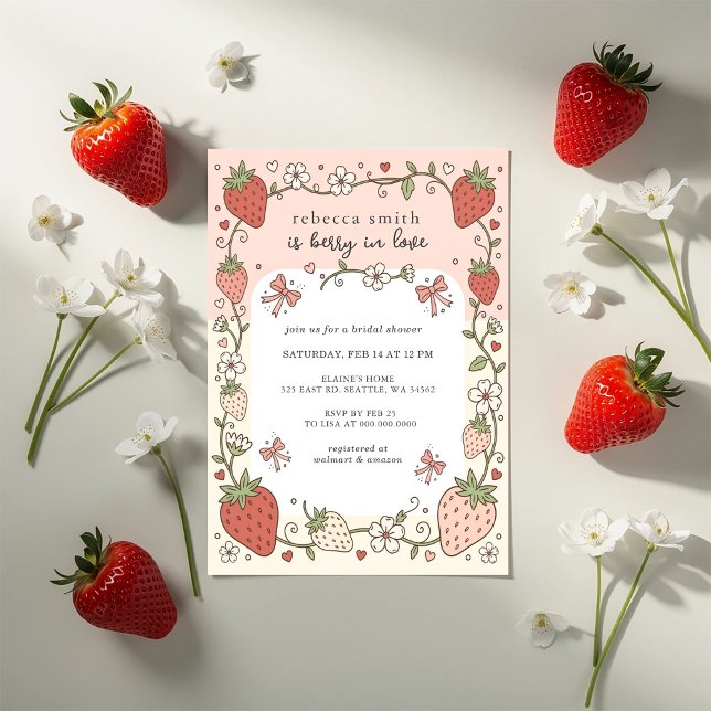 Invitación Berry in Love Strawberry Bridal Shower (Berry in Love Strawberry Bridal Shower Invitation)