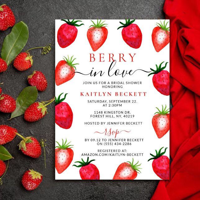 Invitación Berry In Love Strawberry Bridal Shower (Subido por el creador)