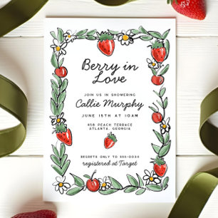 Invitación Berry in Love Strawberry Cherry Bridal Shower