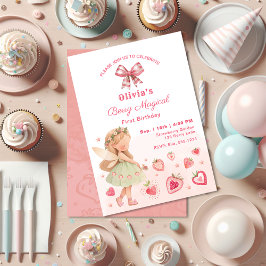 Invitación Berry Magical Fairy Chica Strawberry Primer cumple