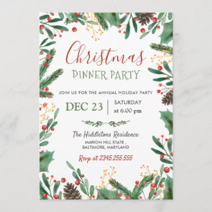 Invitación Berry Merry Christmas Fiesta de feriado de invie